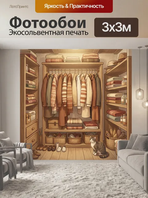 Фотообои Уютная гардеробная с котом