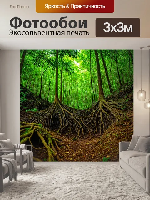Фотообои лес с завораживающими подземными корнями растений