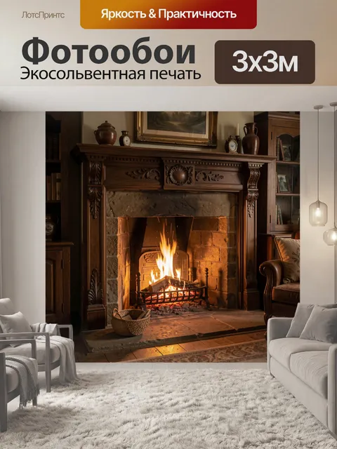 Фотообои Уютный камин в классическом интерьере