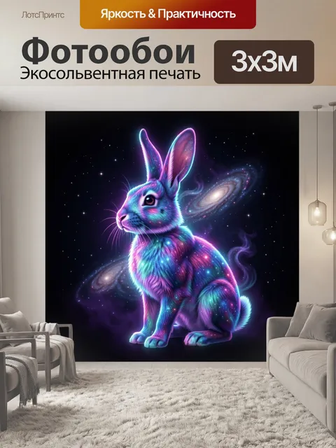 Фотообои Космический кролик среди галактик