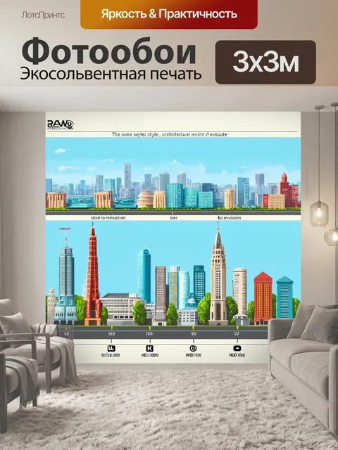 Фотообои город в стиле инфографический рисунок