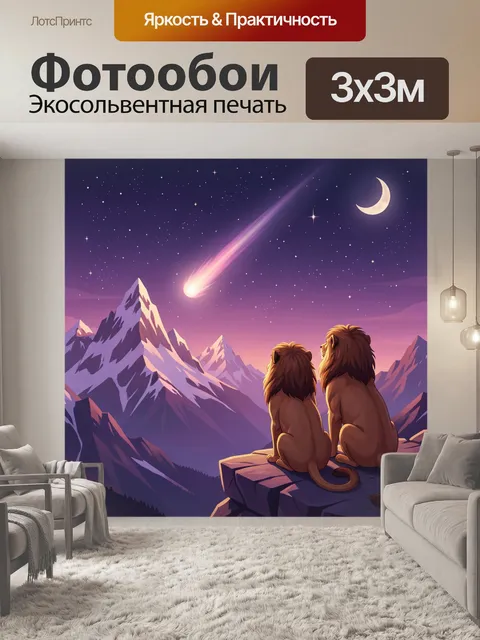 Фотообои Львы под звездным небом