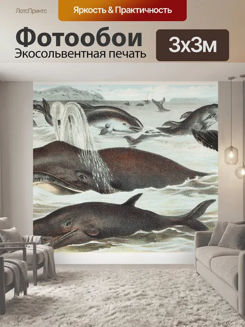 Фотообои Киты дельфины старинное искусство