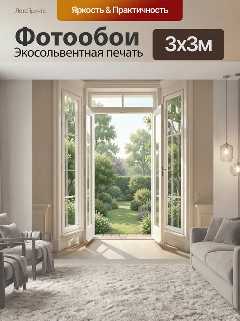 Фотообои Солнечный сад за открытыми окнами