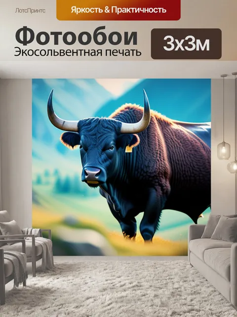 Фотообои пейзаж с быком