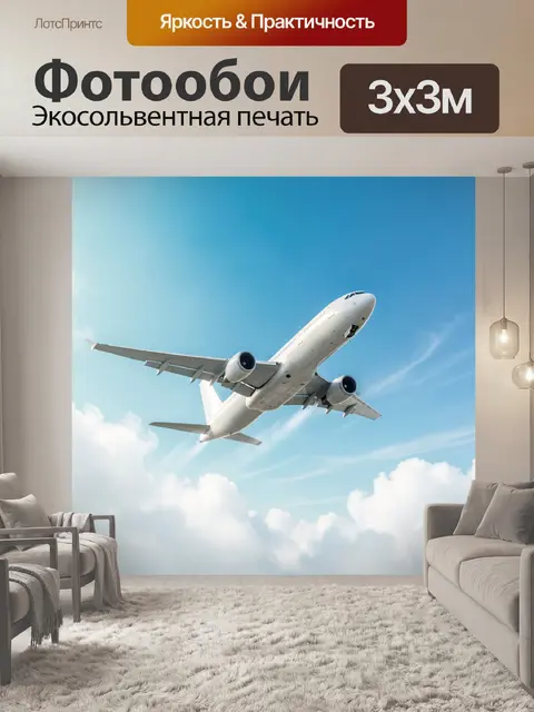 Фотообои Пассажирский самолёт в небе