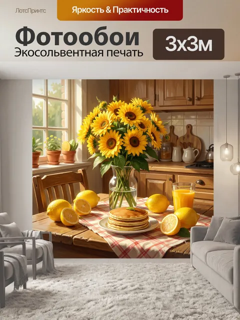 Фотообои Подсолнухи, лимоны и завтрак