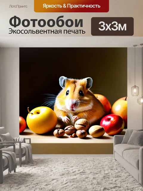 Фотообои нежный натюрморт с хомяком