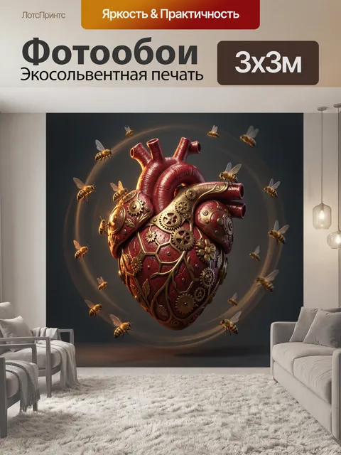 Фотообои Стальное сердце и пчелы