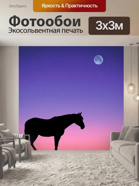Фотообои Лошадь луна небо закат