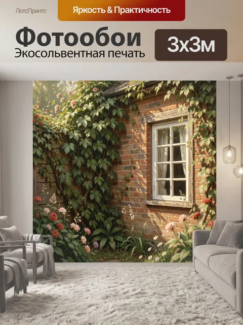 Фотообои Дом с цветущим садом