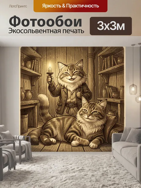 Фотообои Два полосатых кота со свечой