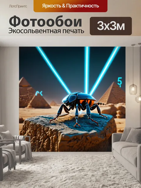 Фотообои египет в стиле киберпанк: кибернетический жук