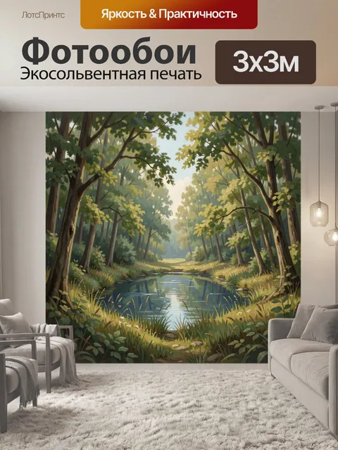 Фотообои Лесная река в солнечном свете