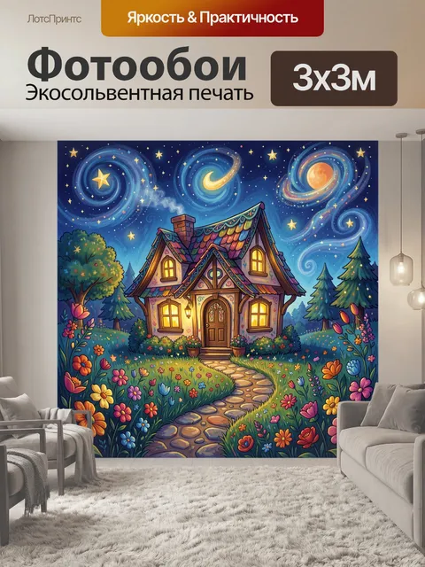 Фотообои Сказочный дом среди звезд