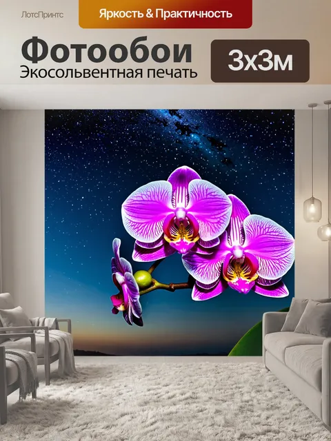 Фотообои орхидеи на фоне ночного звездного неба