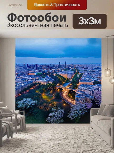 Фотообои панорамный вид на город с высоты