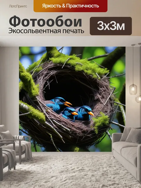 Фотообои лесные птицы в гнездовании