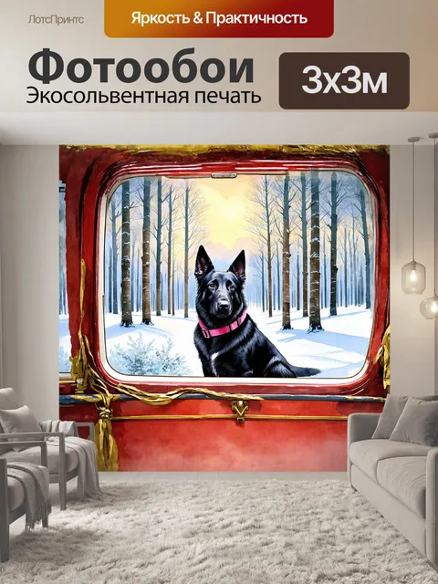 Фотообои черная немецкая овчарка