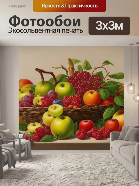 Фотообои натюрморт с фруктами в графике
