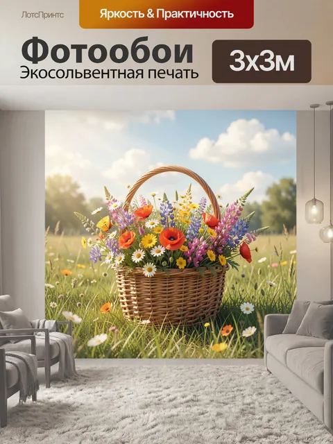Фотообои Корзина из плетеной лозы