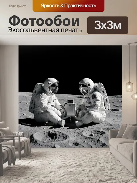 Фотообои Два астронавта на Луне