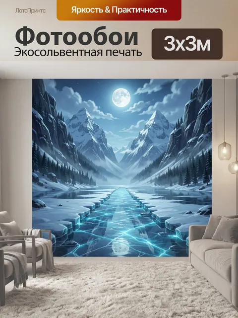 Фотообои Лунная ночь в снежных горах