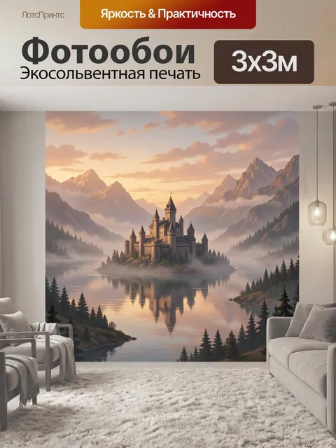 Фотообои Замок на фоне горного озера