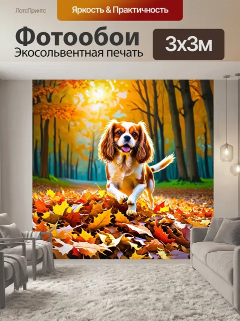 Фотообои на фоне весёлого осеннего леса