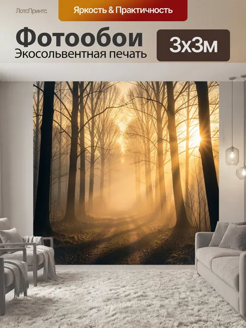 Фотообои Солнечный лесной туман
