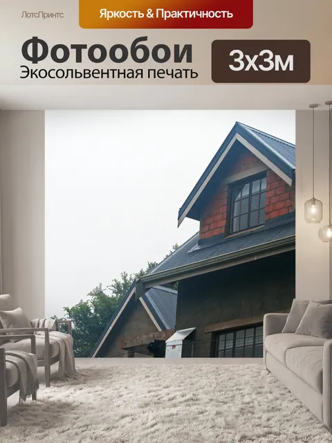 Фотообои слуховой на крыше коттеджа