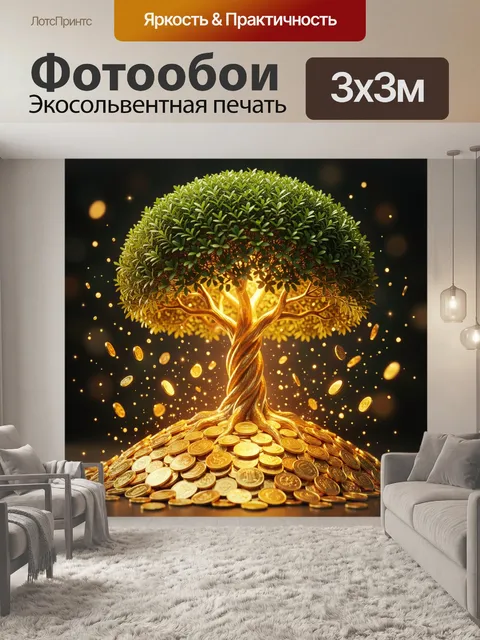 Фотообои Золотое дерево с монетами