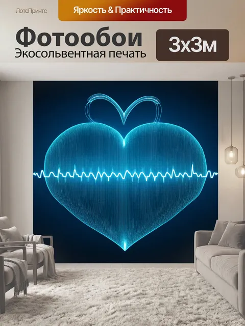 Фотообои интерактивная графика замечательных биоритмов сердца