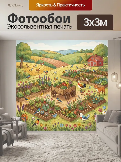 Фотообои Садовые клумбы с птицами