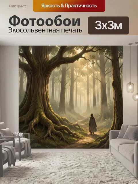 Фотообои Сказочный лесной путь с путником