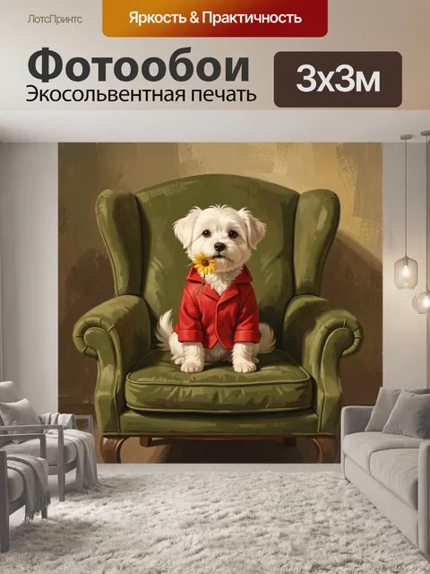 Фотообои Пудель в красном пиджаке