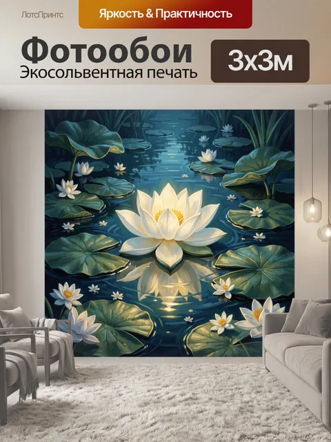 Фотообои Белые лотосы на водной глади