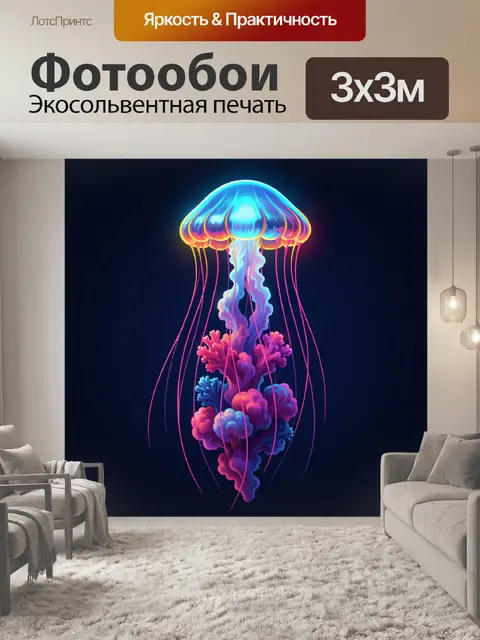 Фотообои Неоновая медуза в темноте