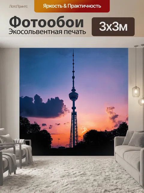 Фотообои в центре изображения возвышается величественная башня телевидения