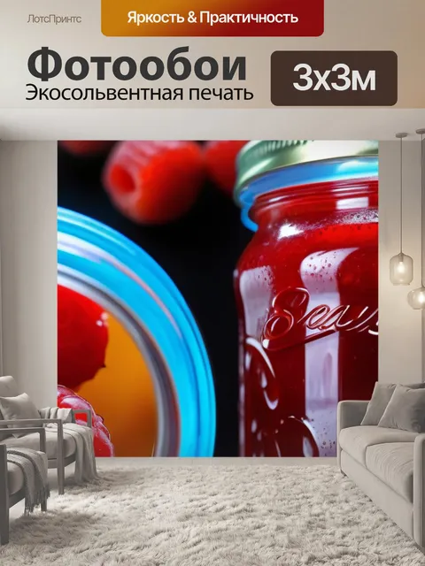 Фотообои клубника в стеклянной банке как в джеме