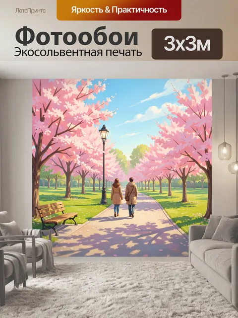 Фотообои Весенняя аллея с сакурой