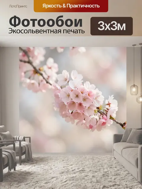 Фотообои Розовые цветы сакуры на ветке