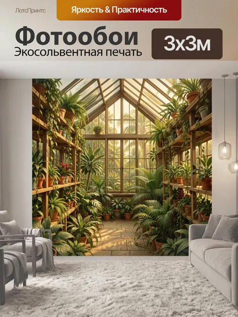Фотообои Тропическая оранжерея с пальмами