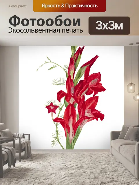 Фотообои Цветок красный винтаж арт