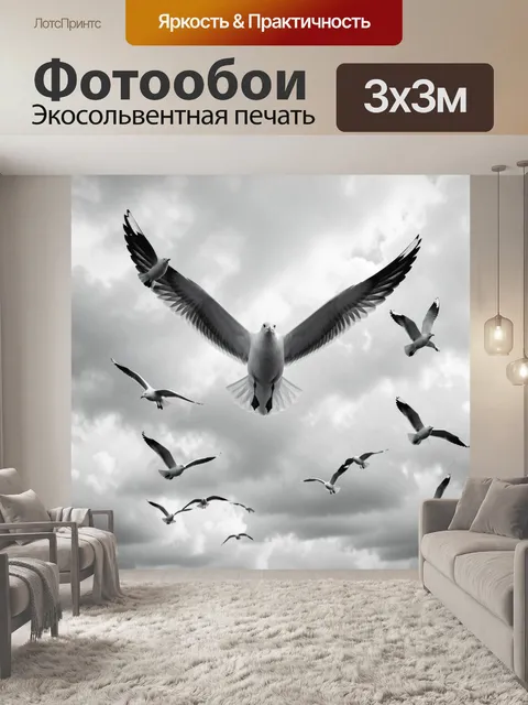 Фотообои Чайки в небе над облаками
