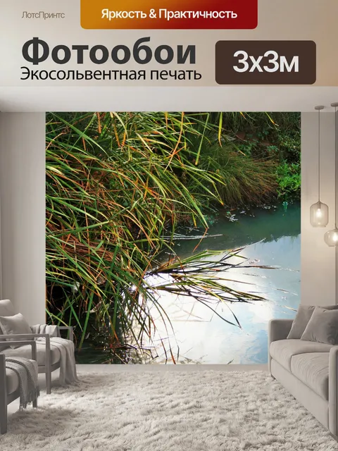 Фотообои Высокая трава на мутной воде