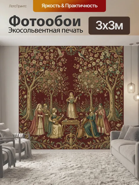 Фотообои Музыканты в цветущем саду