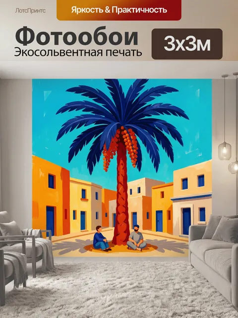 Фотообои Пальма в средиземноморском дворике