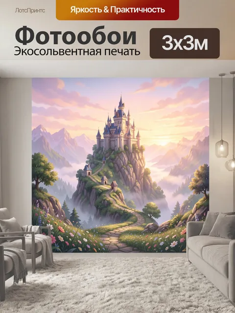 Фотообои Замок на скале в горах