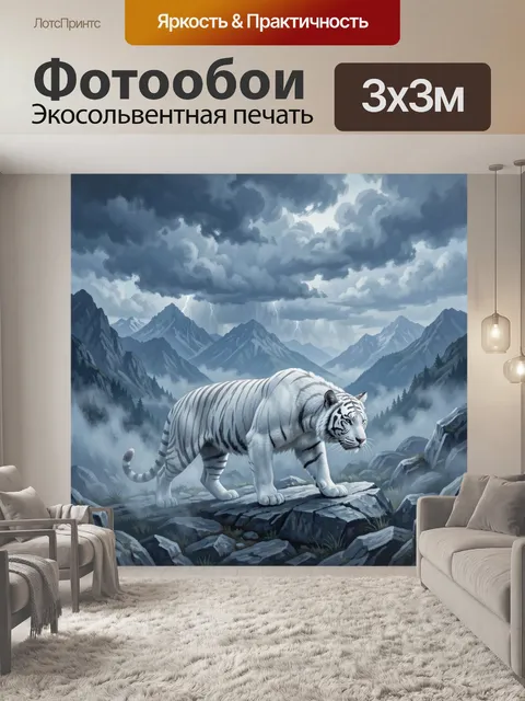 Фотообои Белый тигр среди гор